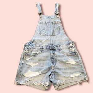 American Eaglel Denim Overalls Shorts XS Blue